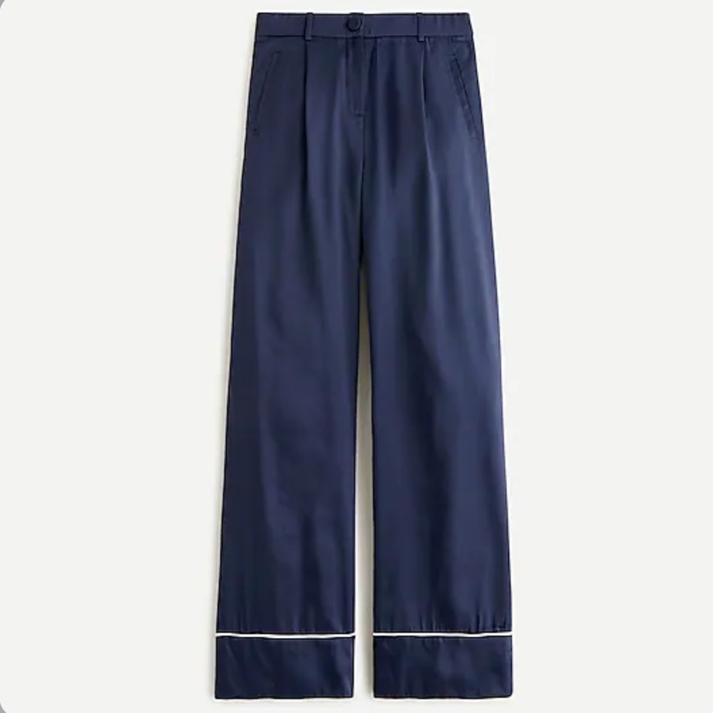 J crew drapey full length wide length pants navy